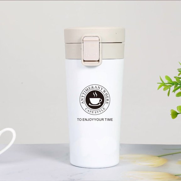 380/510ML Coffee Cup Stainless Steel Thermo Bottle Car Thermal Cup Outdoor Sports Vacuum Flask Keeps Cold and Heat Thermal Mug,510ML,White