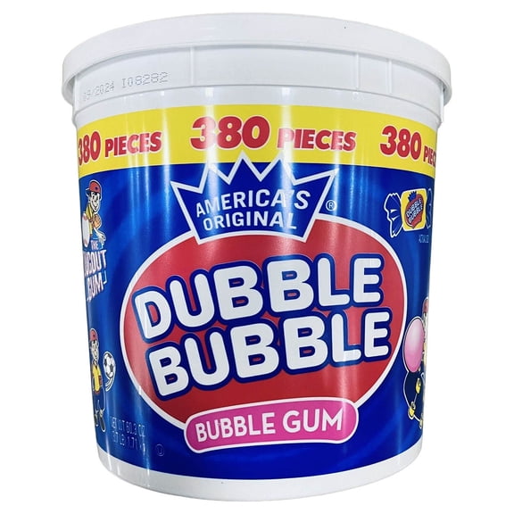 380 Count DUBBLE BUBBLE Original Flavor Bubble Gum 380 Pieces Per Tub. New