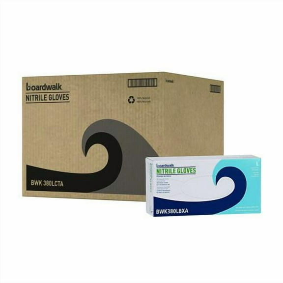 380 Series Disposable General-Purpose Nitrile Gloves, Powder-Free, Large, 4 mil Thick, 9.5" Long, Bl | Bundle of 2