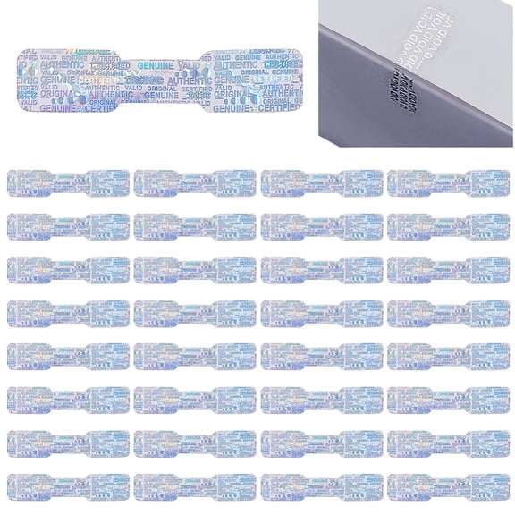 380 pc Self-Adhesive Labels Stickers 3D Anti-Counterfeiting Label Silver 45x10x0.1mm