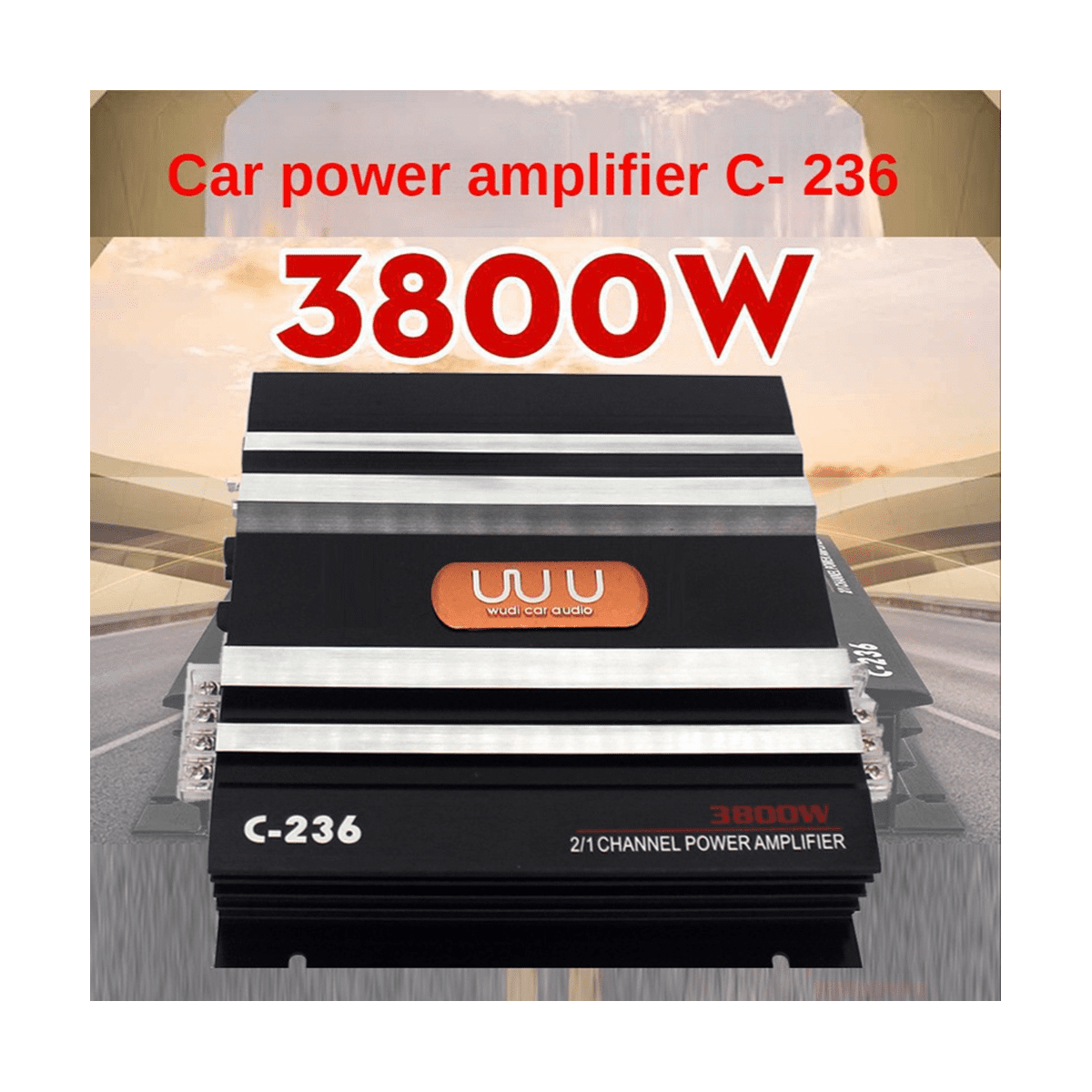 3800 W Car Amplifier 2 Channel Black Aluminum Alloy High Power Car