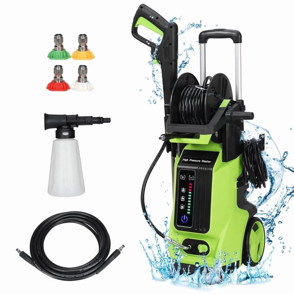 3800PSI Pressure Washer for Outdoor, Seizeen 1800W 110V Electric Power Washer, Multipurpose Cleaner Machine w/ 19.7ft Hose & 4 Nozzles, Foam Cannon, House Garden Deck Use