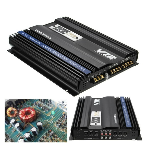3800W RMS 4 Channel 12V Amplifier Audio Car Audio Stereo Amplifier Amp Speaker Metal Car Amplifier Car Subwoofer ,Wide Application