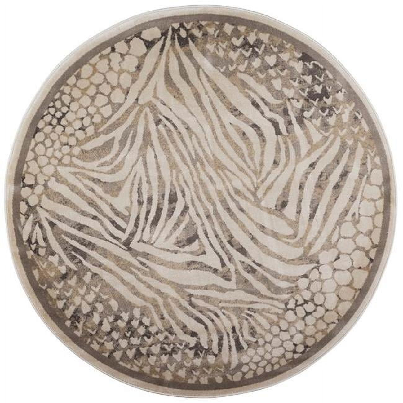 3808-0024-CREAM Garda Round Animal Print Rugs, Cream - 5 ft. 3 in.