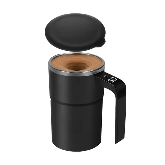 380ML Electric Stirring Mug with LED Temp Display, Fast Charging, Auto Mixing & Stainless Steel Coffee Cup
