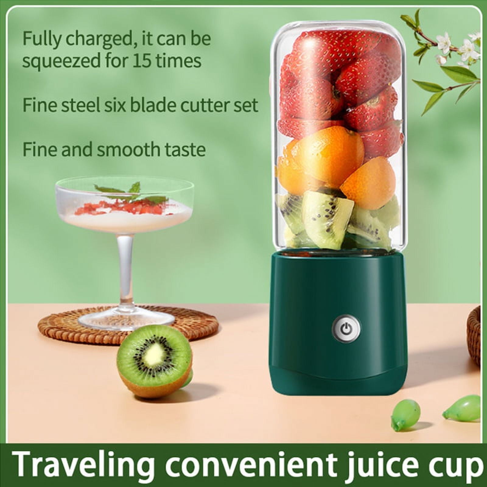 Portable Blender Smoothies Personal Blender Mini Shakes Juicer 380 ml Cup  USB Rechargeable Cordless Shaker Bottle (Green) Q2-6888 8x3