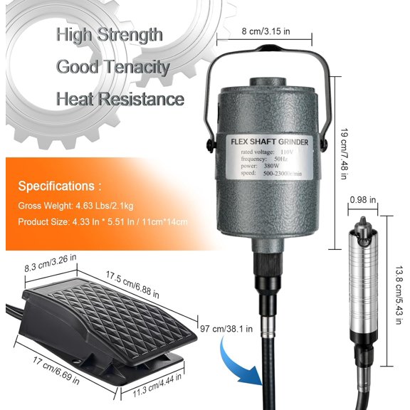 380W Flex Shaft Rotary Tool Kit with Foot Pedal, 500-20000 RPM Grinder with 83 Accessories for Grinding Carving Drilling Polishing