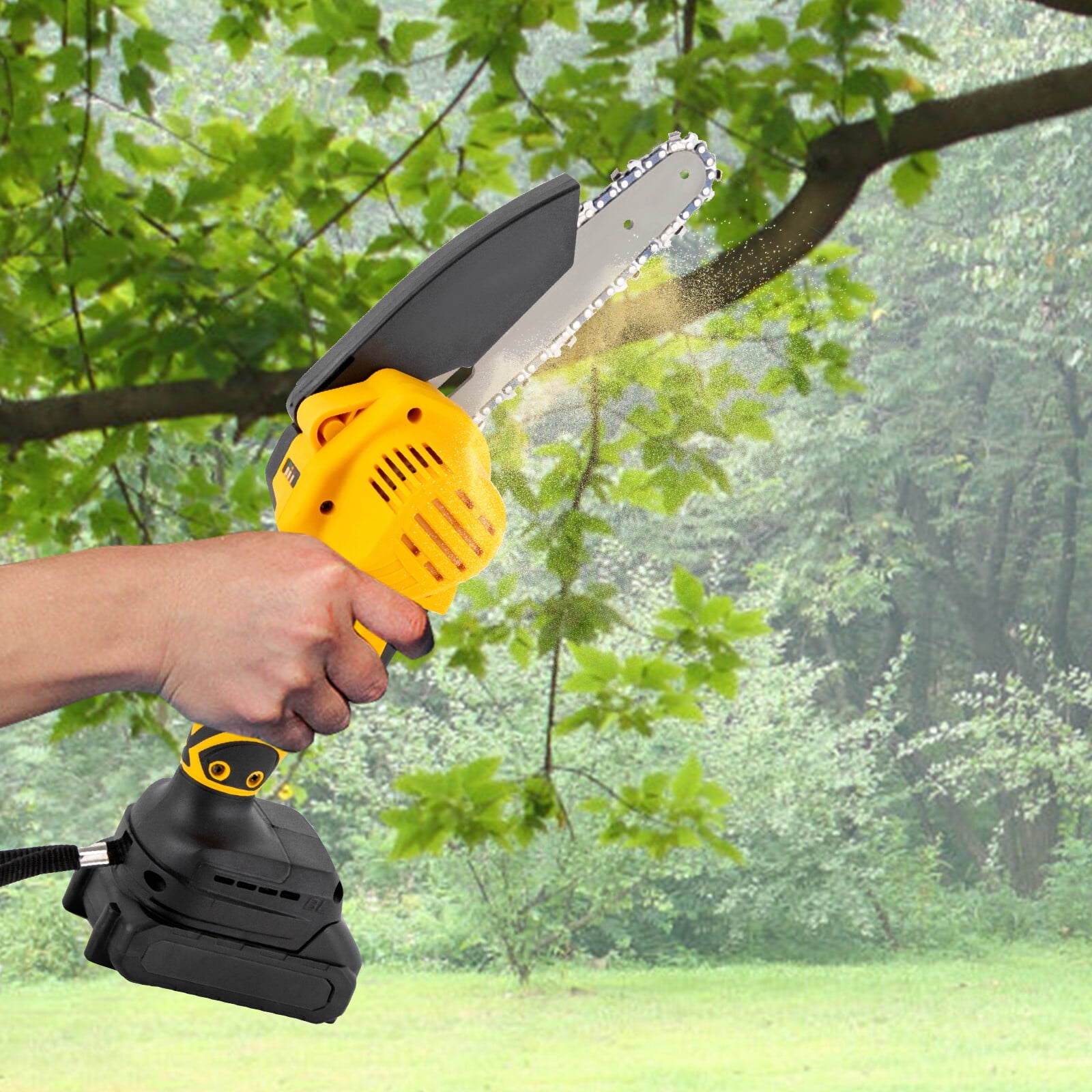 380W Mini Chainsaw with Security Lock, Cordless Handheld Electric Chain Saw for Tree Trimmer, Wood Cutting