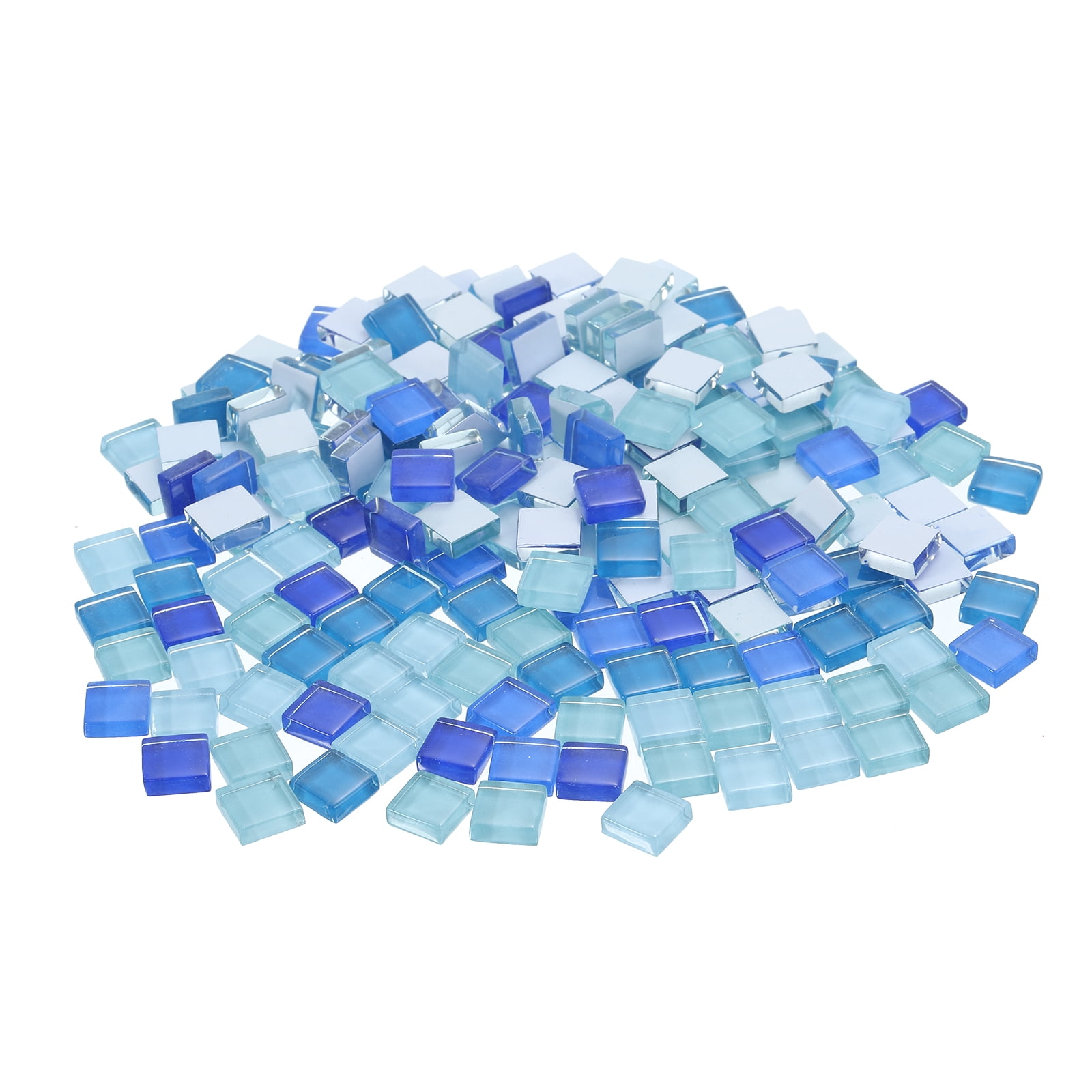 380g Crystal Glass Mosaic Tiles, 1 cm Square Mosaic Tiles Bulk for Craft DIY Hobbies Art Project Blue Series