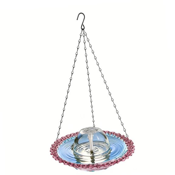 380g Hanging Birdbath Bowl With USB Powered Attractive Circulating Water Fountain For Patios And Balcony