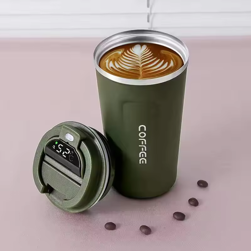 380ml Smart Insulated Coffee Mug with Temperature Display, Stainless Steel Travel Thermos for Car Office and Water Bottle