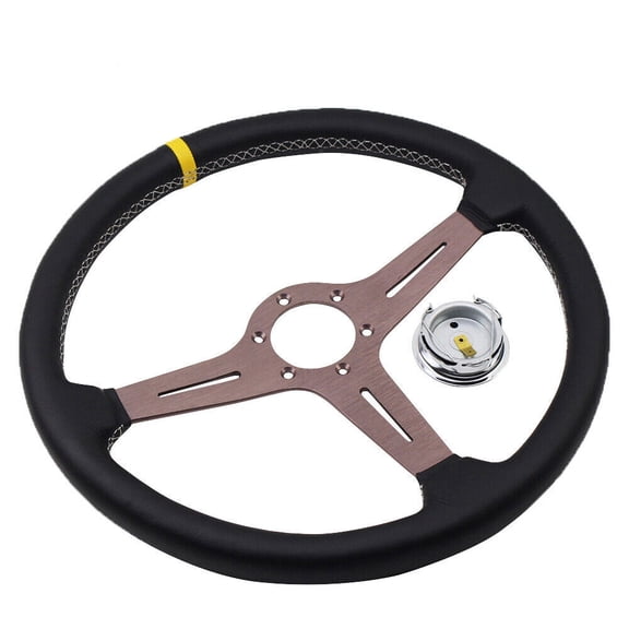 380mm Steering Wheel Deep Corn Perforated Leather Classic Wheel Universal 15inch