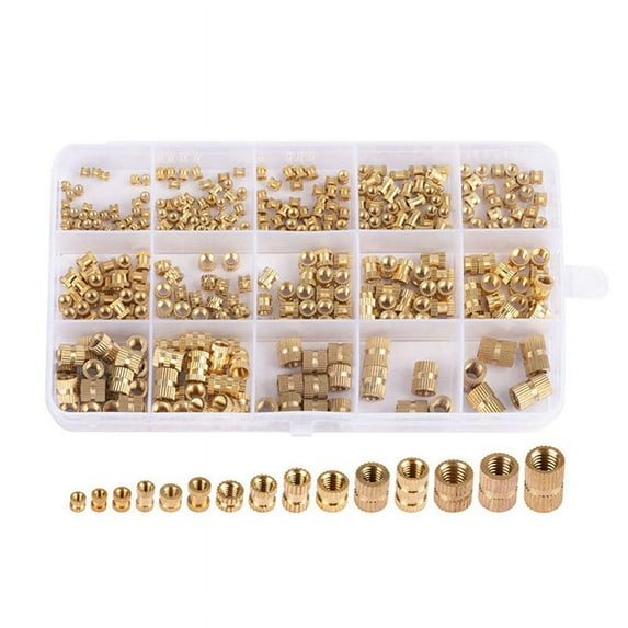 380pcs Thread Inserts M2 M2.5 M3 M6 Metric Female Thread Brass Knurled Threaded Embedment Nuts Assortment Kit