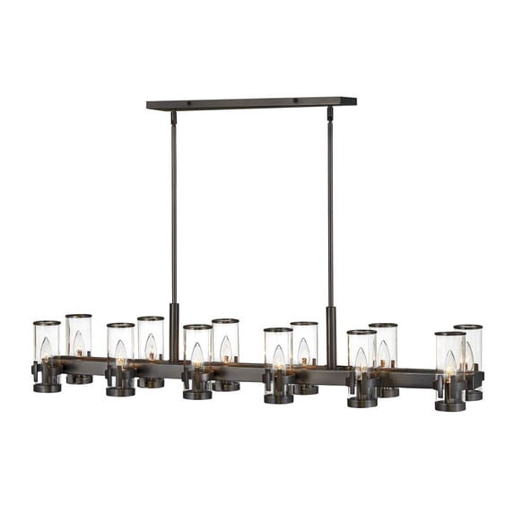 38108BX Hinkley Lighting Reeve - 12 Light Linear Chandelier in Traditional-Transitional Style - 46 Inches Wide by 9 Inches High-Black Oxide Finish