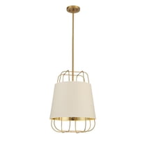 38143-014-Eurofase Lighting-Tura - 3 Light Pendant  Brass Finish with White/Gold Shade