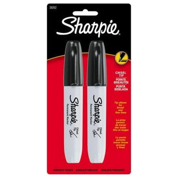 38262PP 2-Pack Sharpie Black Chisel-Tip Permanent Markers - Quantity 6