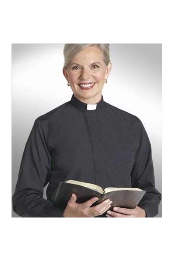 38306 Women's Long Sleeve Clerical Shirt - Black - Size 16 - Tailored Fit