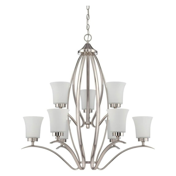 38329-SN-Craftmade Lighting-Northlake - Nine Light 2-Tier Chandelier - 32 inches wide by 33.5 inches high Satin Nickel Finish with White Frosted