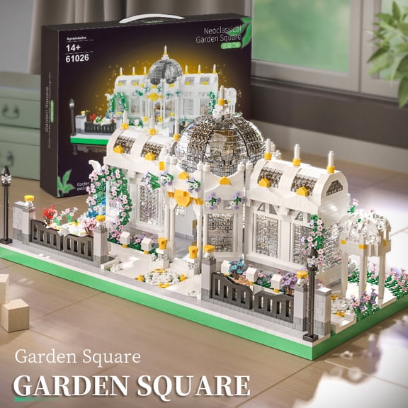 3837 Pcs Garden Square Building Blocks Set Neoclassical Dome Architecture Model Kit Elegant European Style Greenhouse Street Scene Display Building Toy & Graduation Christmas Home Decor