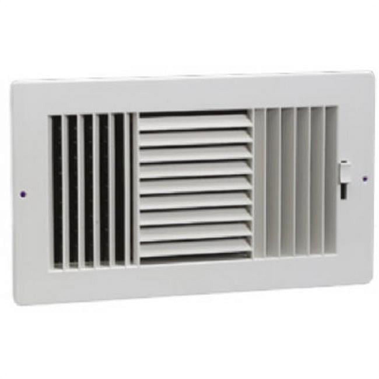 383W10X6 White 3 Way Sidewall Register, 10 x 6 in