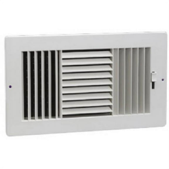 383W10X6 White 3 Way Sidewall Register, 10 x 6 in