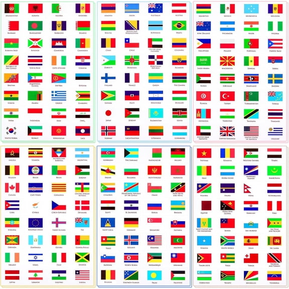384 Pieces World Assorted Country Flag Stickers Decals Planner Travel Mini for School, Journal, Scrapbook, Theme Party Decor