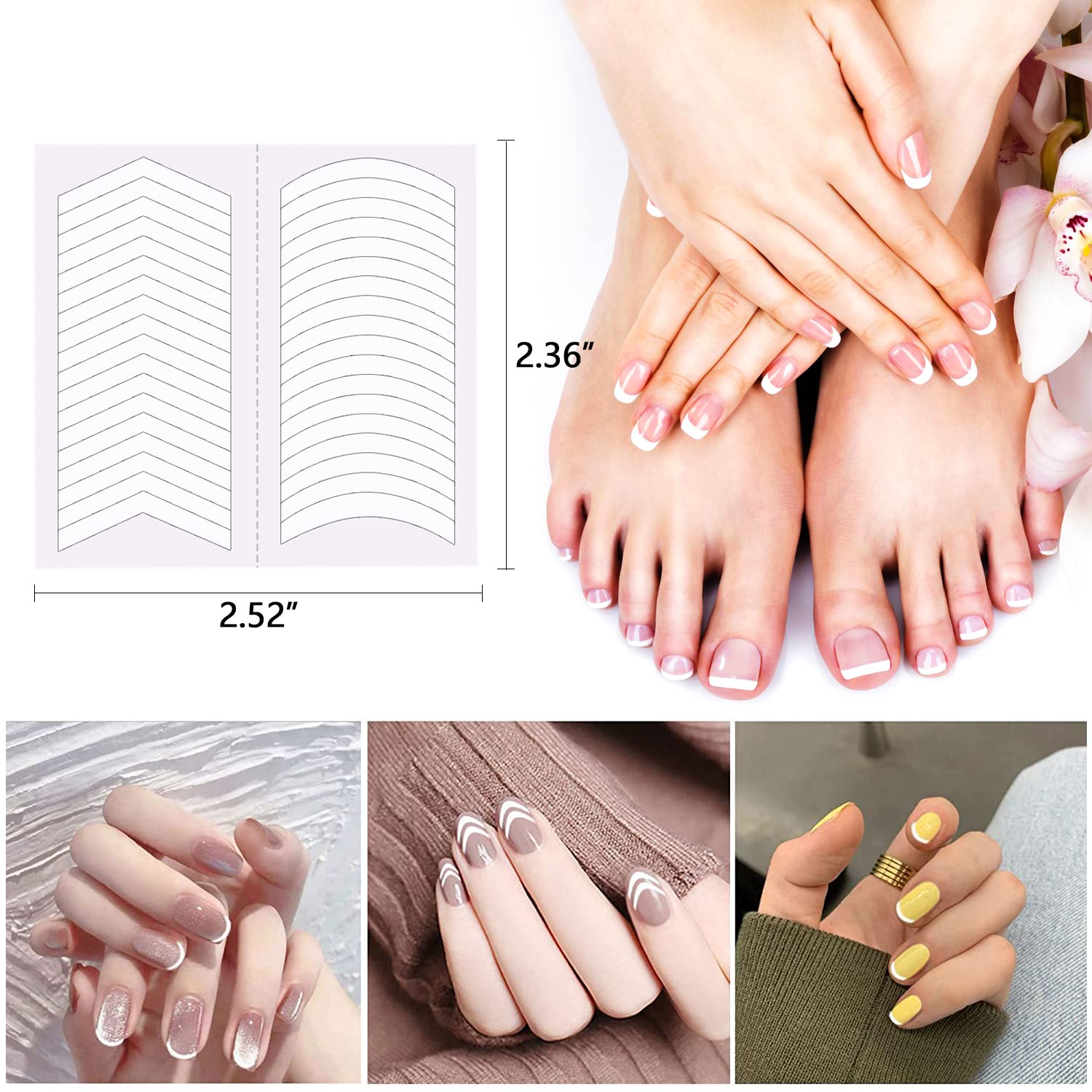 3840 Pieces 90 Sheets French Tip Nail Guides Nail Stencils Self ...