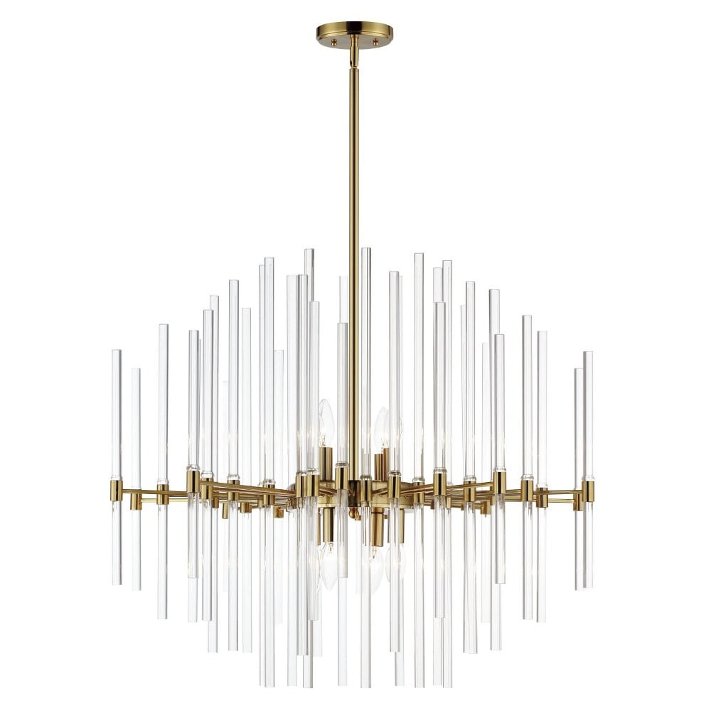 Divine 8-Light Heritage Brass and Clear Glass Chandelier