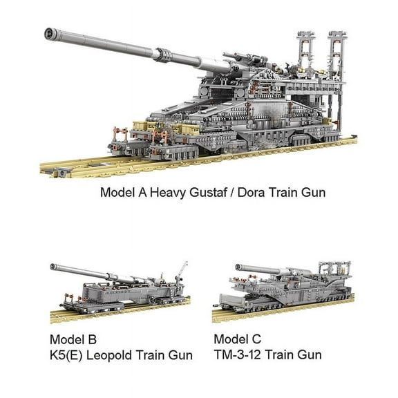 3846pcs WW2 Military Tank 3 in 1 Schwerer Gustav/Dora Building Block 1:72 Heavy Gustav Leopold Train Gun Educational Bricks Toy Boy