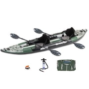 385FTA Redesigned Fasttrack Angler 1 2-Person Inflatable Hunter Green Fishing Kayak-External Rigid Inflatable Keel, Rugged Hull Material, Non-Slip Padded Floor- Pro Angler Package