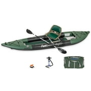385FTA Fasttrack Angler 1–2-Person Inflatable Hunter Green Fishing Kayak-External Rigid Inflatable Keel, Rugged Hull Material, Non-Slip Padded Floor-  Swivel Seat Fishing Rig Package