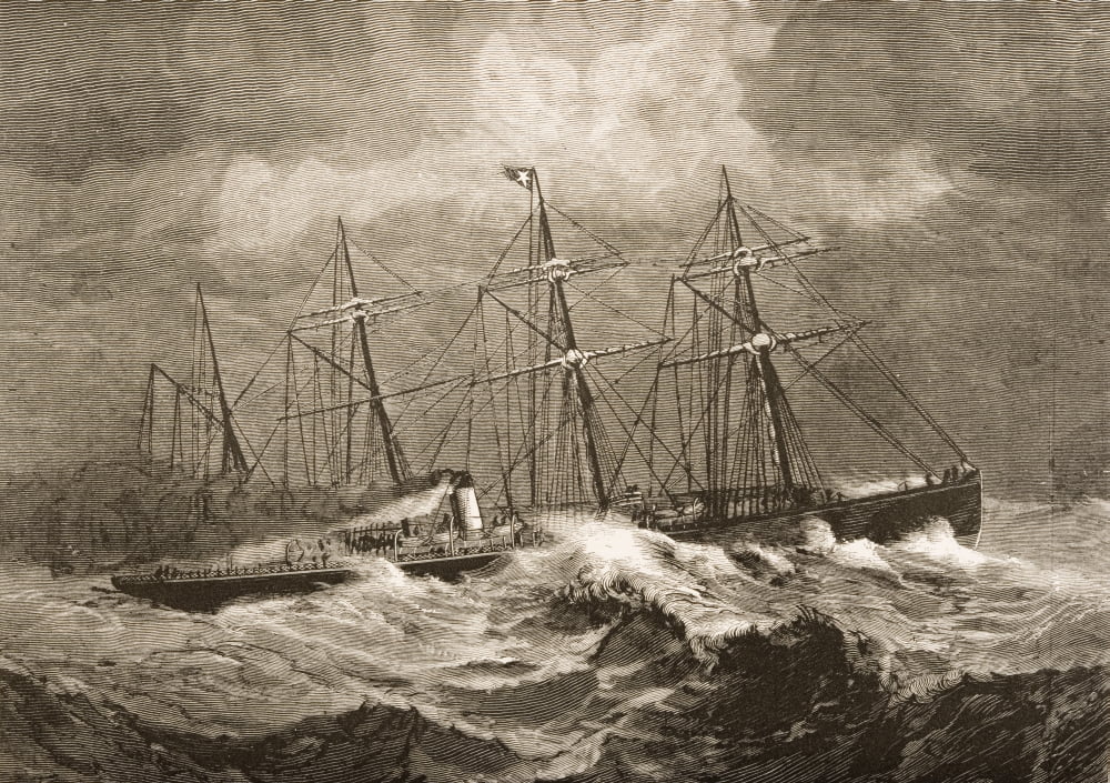 The 3867 Tons Steamship Celtic Crossing The Atlantic In Winter In 1870s From American Pictures Drawn With Pen And Pencil By Rev Samuel Manning Circa 1880 Canvas Art - Ken Welsh Design Pics (17 x 12)