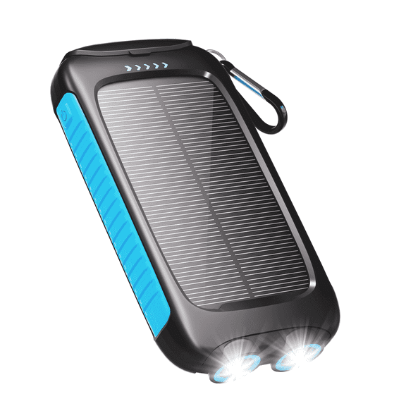 SOLPOWBEN 38800mAh Solar Power Bank Compatible for Iphone/Android 12W Portable Charger Power Bank with 2 SOS Flashlight Battery Pack for Outdoor Camping Hiking(Blue)
