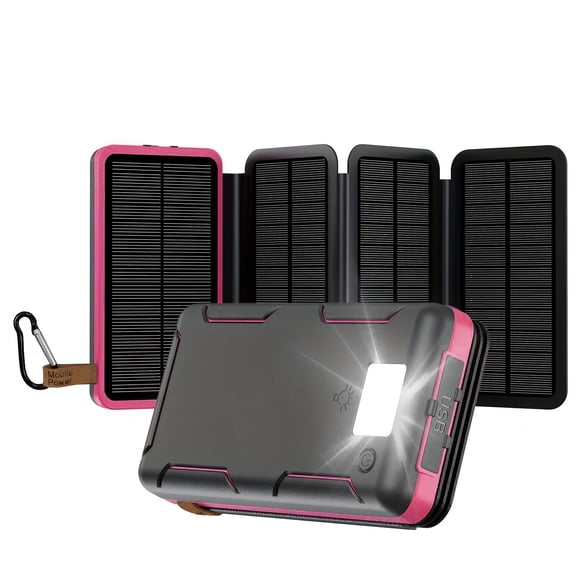 38800mAh Solar Charger, Portable Solar Cell Phone Charger, 4 Solar Panels, High Capacity Solar Mobile Power External Battery Pack with LED Lights for All Smartphones, Tablets And Hiking, Camping