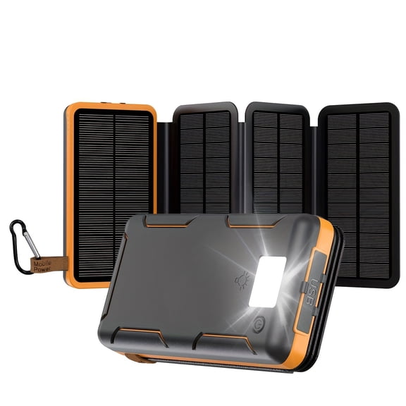 38800mAh Solar Charger Portable High Capacity Solar Charger with 4 Solar Panels for Smartphone, Tablet And Outdoor Hiking, Camping, Trekking, Foldable Charging Panel,...
