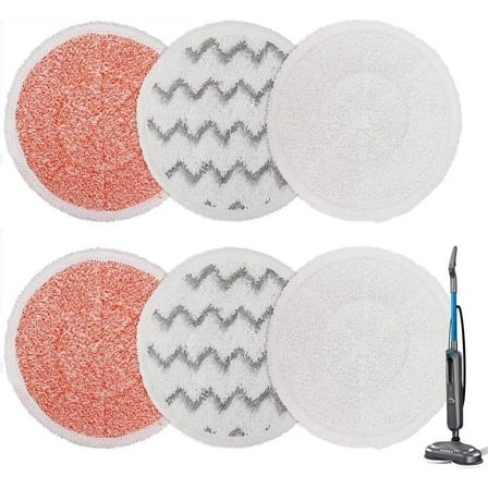 3897A Steam Mop Pads for Bissell SpinWave SmartSteam Scrubbing Steam Mop - Replacement Rotating Mop Head Fit 3897A 3712 3712W, Model No 1641112 (2+2+2