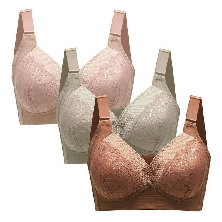 Pack of 3 Non-Padded Self-Design Cotton Bras