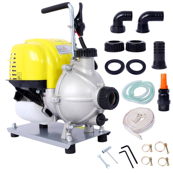38CC 4 Stroke Gasoline Water Pump 1.5Inch Portable Gas Powered Transfer Pump Commercial Engine Water Pump for Flood Landscaping or Gardening Irrigation 8500r/min,10FT x 1"Suction 1.5" lay flat hos