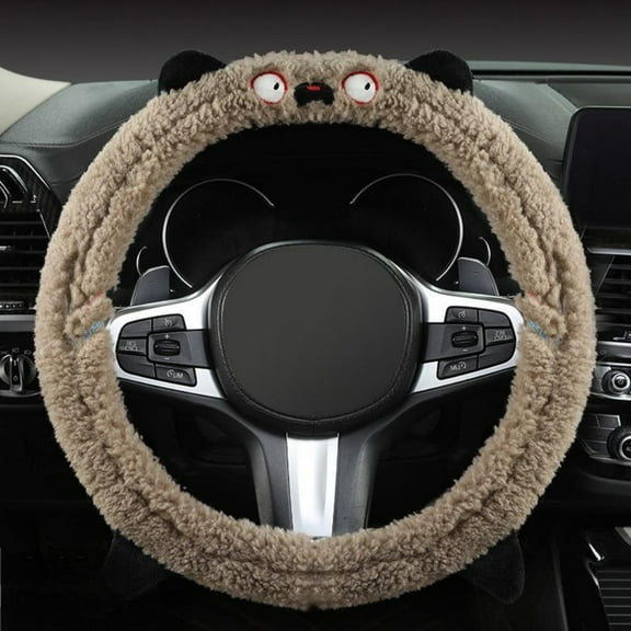 38Cm Winter Non-Slip Steering Wheel Cover Cute Warm Plush Steering Cover For Car