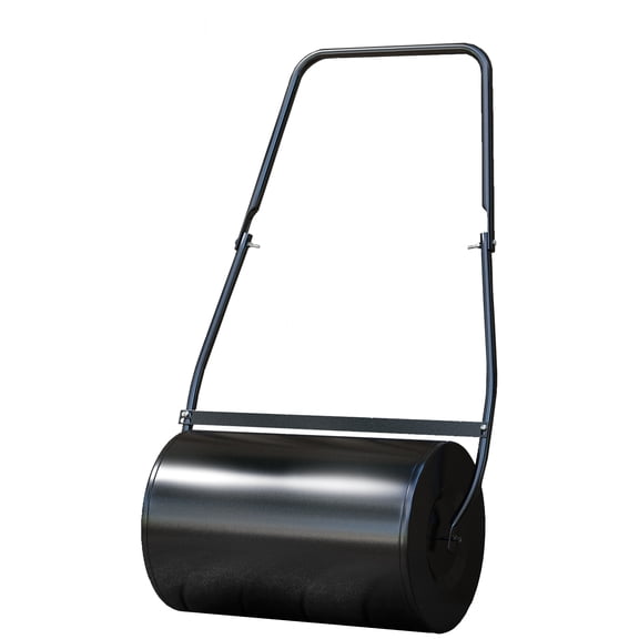 38L Heavy Duty Push/Tow Behind Lawn Roller, U-Handle, Water/Sand Fill, Garden Roller, Black Steel