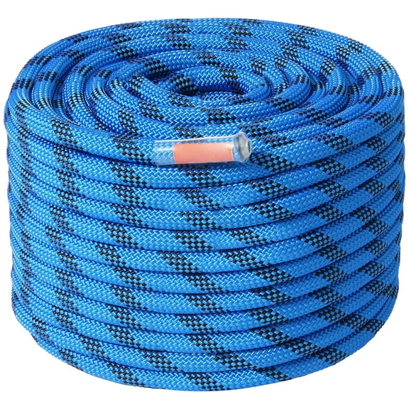 12.7mm Static Climbing Rope 125ft Outdoor Rock Climbing Rope with Steel Snap Hooks, 30KN Breaking Tension, Low Stretch Polyester Fiber Rope for Rappelling Rescue Arborist Training and Utility Use
