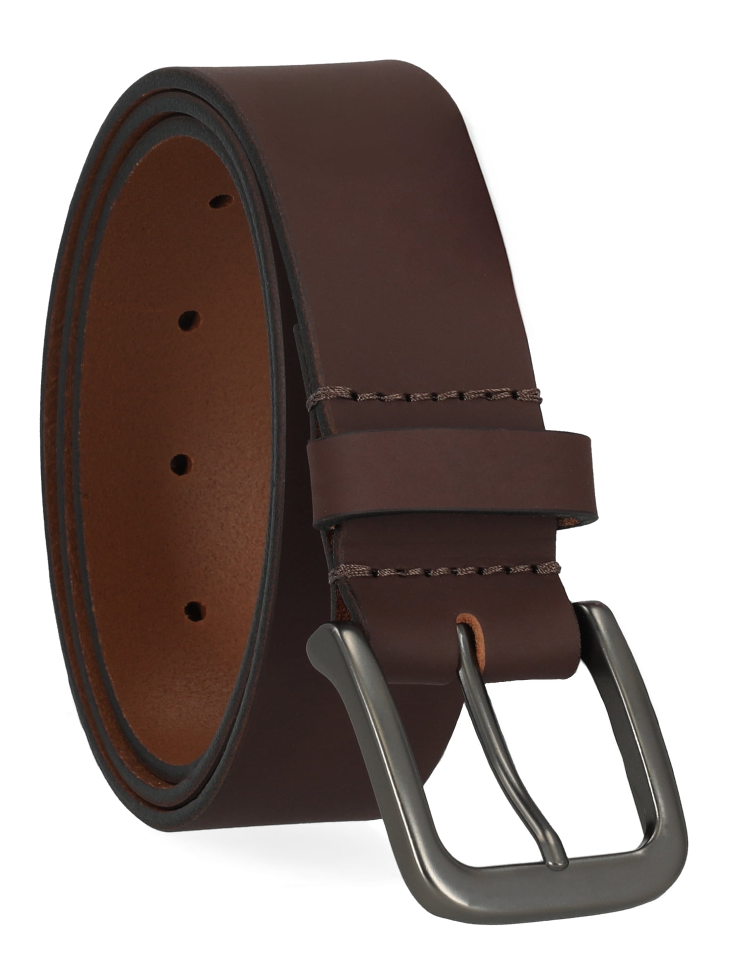 George Men's 38MM Classic Leather Casual Brown Belt Made Domestically