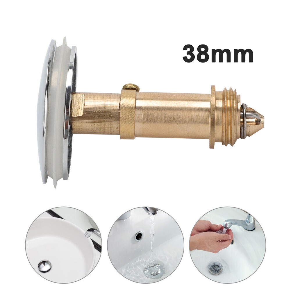 38Mm Tap Up Basin Waste Chrome Sink Push Button Click Clack Plug+Spring ...