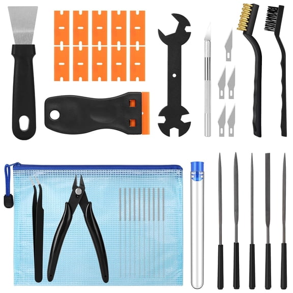 38PCS 3D Printer Tools, Tool Kit with Nozzle Cleaner, Scraper, Files, Wire Cutter, Craft Knife, Wrench & Tweezers for Printing Cleaning, Finishing and Removing