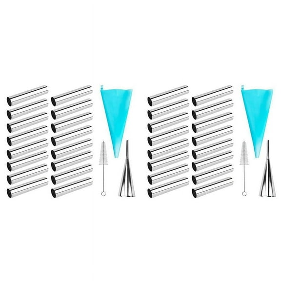 38PCS Cannoli Tubes Forms Set Stainless Steel Non-Stick Cream Horn Danish Pastry Mold for Shell Cream Roll