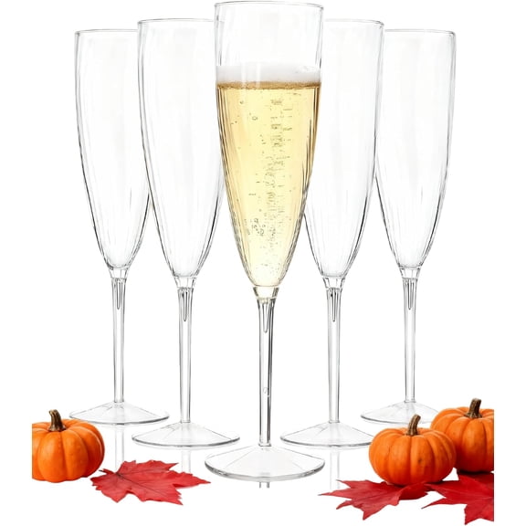 38PCS Clear Champagne Flutes Plastic - 6 OZ Clear Disposable Champagne Flutes Party Supplies for Wedding/Birthday/Parties