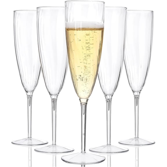 38PCS Clear Champagne Flutes Plastic - 6 OZ Clear Disposable Champagne Flutes Party Supplies for Wedding/Birthday/Parties