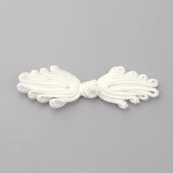 38Pair Handmade Chinese Frogs Knots Buttons Sets Polyester Button Palm White 64~76x19~23x3~4mm