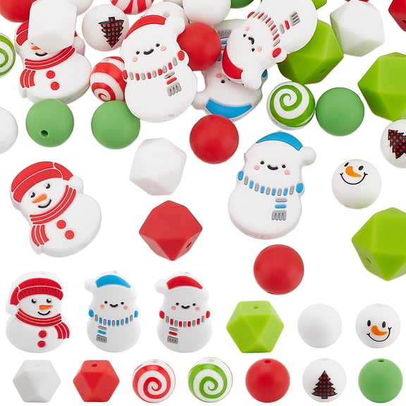 38Pcs 13 Styles Food Grade Eco-Friendly Beads Mixed Color 14~30x14~23.5x7.3~14mm Hole: 2~2.5