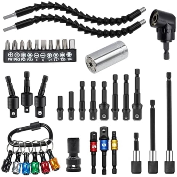 38Pcs Flexible Drill Bit Extension, 105 Right Angle Drill, Bit Holder, Hex Socket Adapter, Bendable Drill Bit Extension, Bit Holder Extension Screwdriver Bit Kit$$Tools & Hardware Other